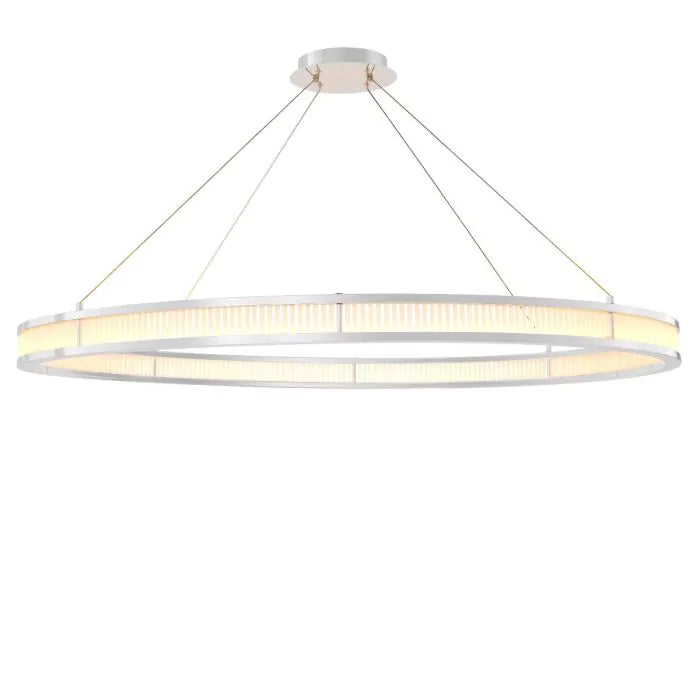 Damien 55" Modern Chandelier (Nickel & Frosted Glass Finish)