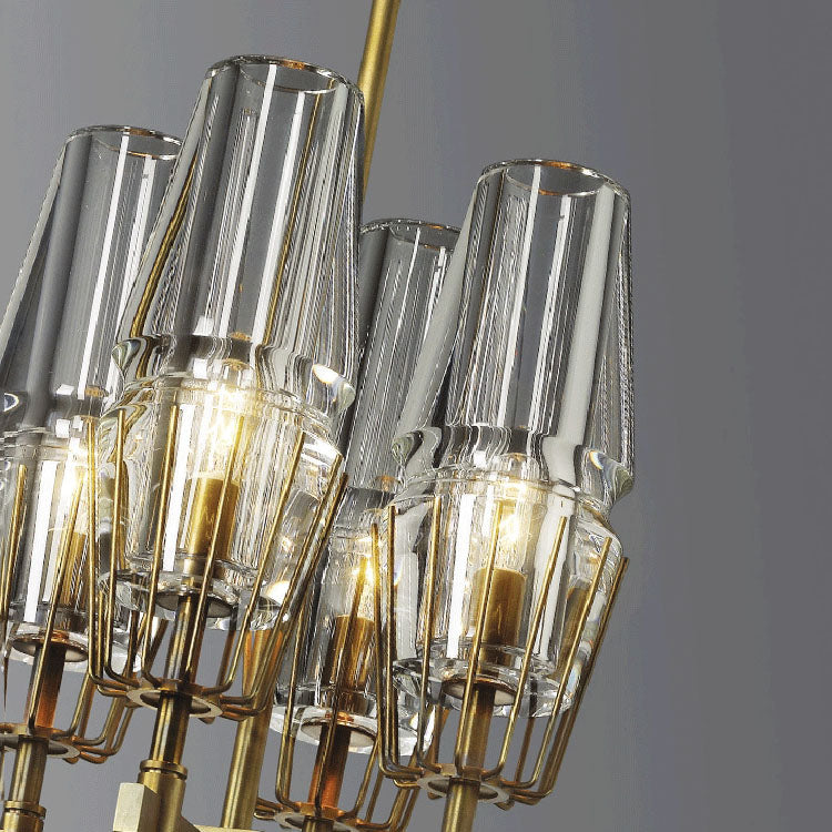David Glass Round Chandelier Brass-Vancei