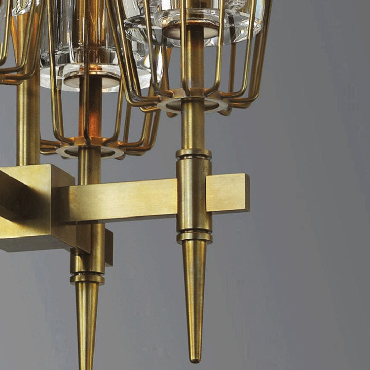 David Glass Round Chandelier Brass-Vancei