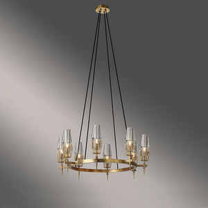 David Glass Round Chandelier Brass-Vancei
