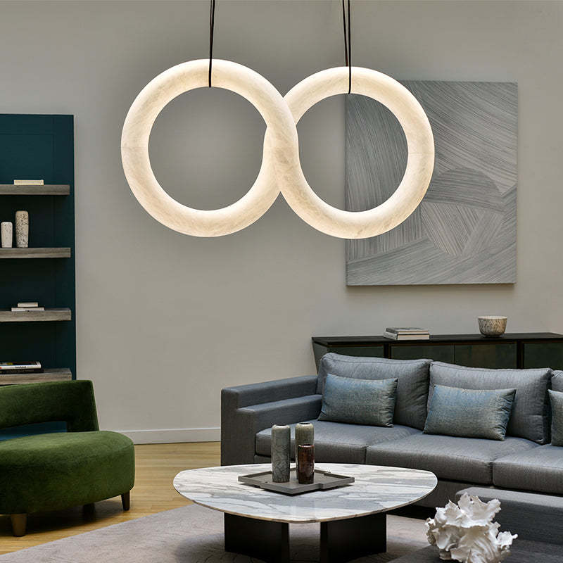 Glacera Designer Inspired Alabaster Chandelier Light For Living Room 35'' 55'' 56'' 70'' 96''W