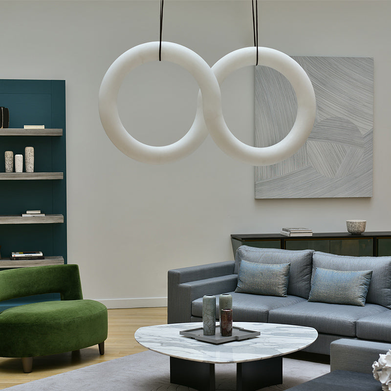 Glacera Designer Inspired Alabaster Chandelier Light For Living Room 35'' 55'' 56'' 70'' 96''W