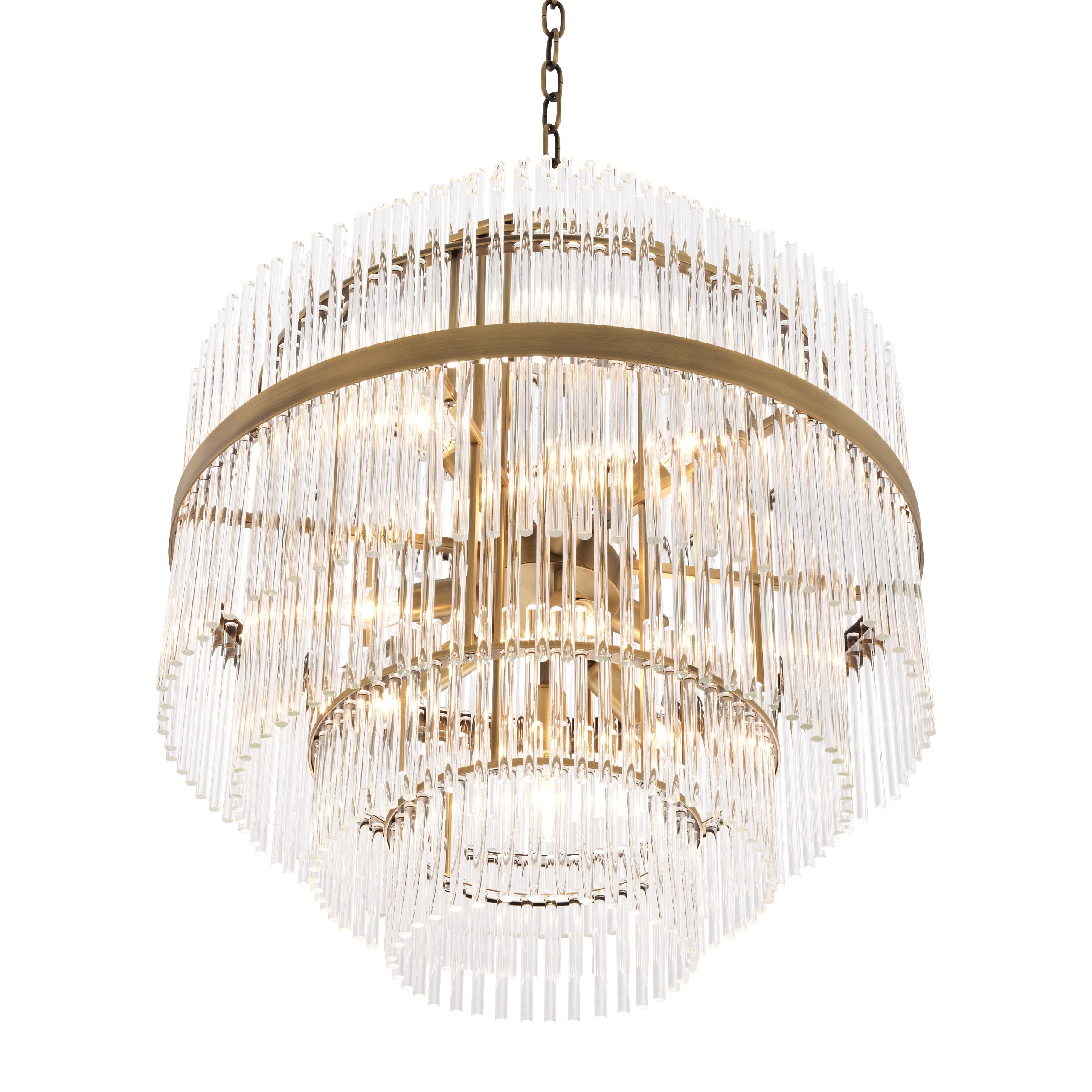 East Modern Brass Glass Chandelier - [Brass]