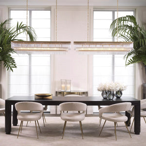 East Rectangle Modern Brass Glass Chandelier