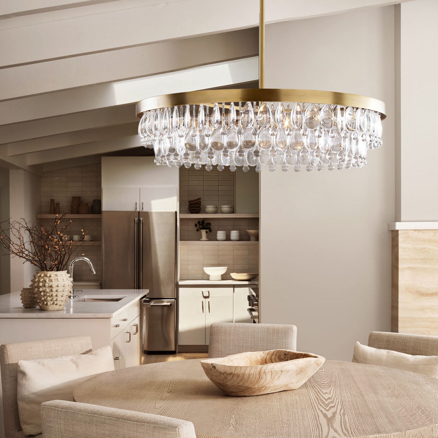 Handmade Art Crystal Glass Calira Modern Round Chandelier