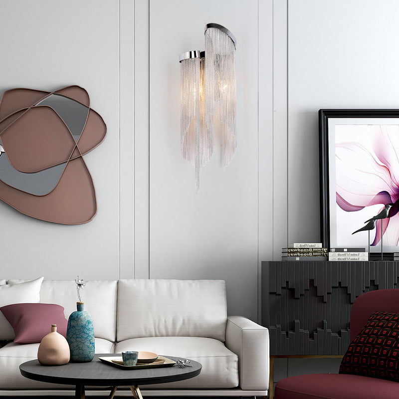 Flynn Aluminum Chain Tassel Wall Sconce-Vancei