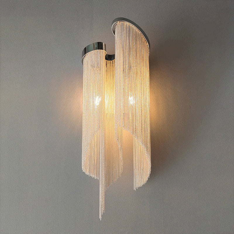 Flynn Aluminum Chain Tassel Wall Sconce-Vancei