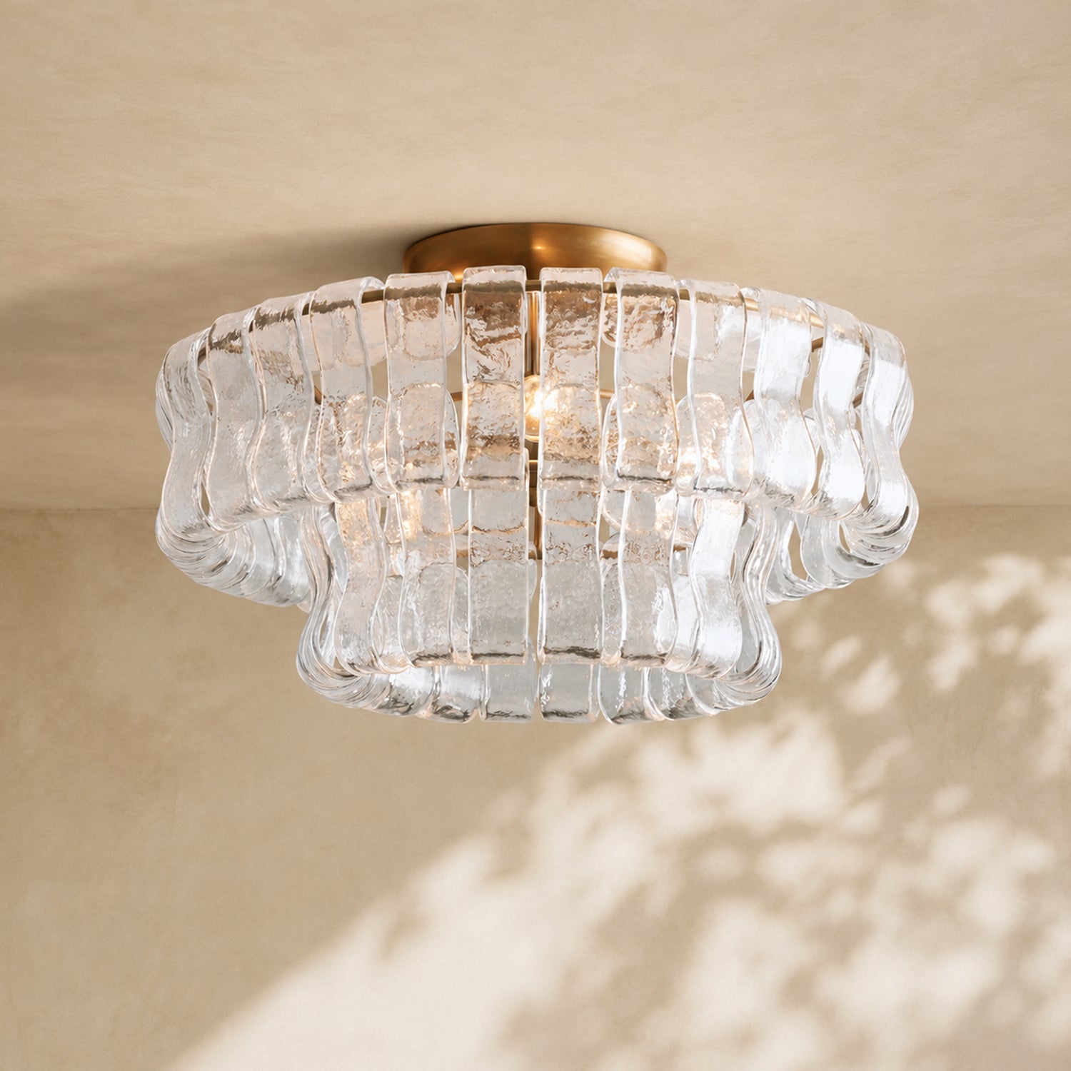 Amor 2-Tier Ghiaccio Glass Round Flushmount 18"
