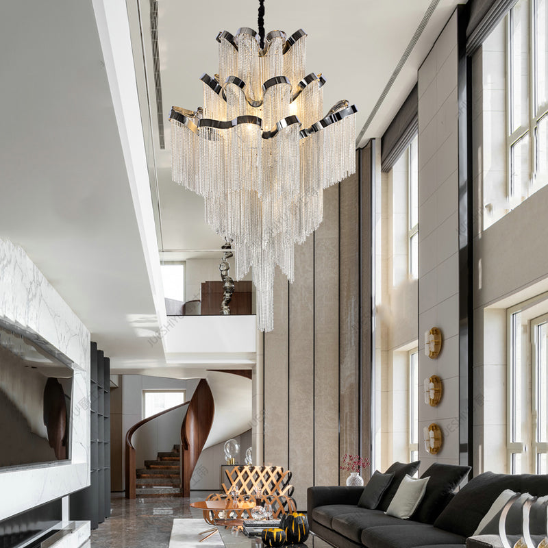 Gladys Aluminum Chain Tassel Stream Chandelier-Vancei