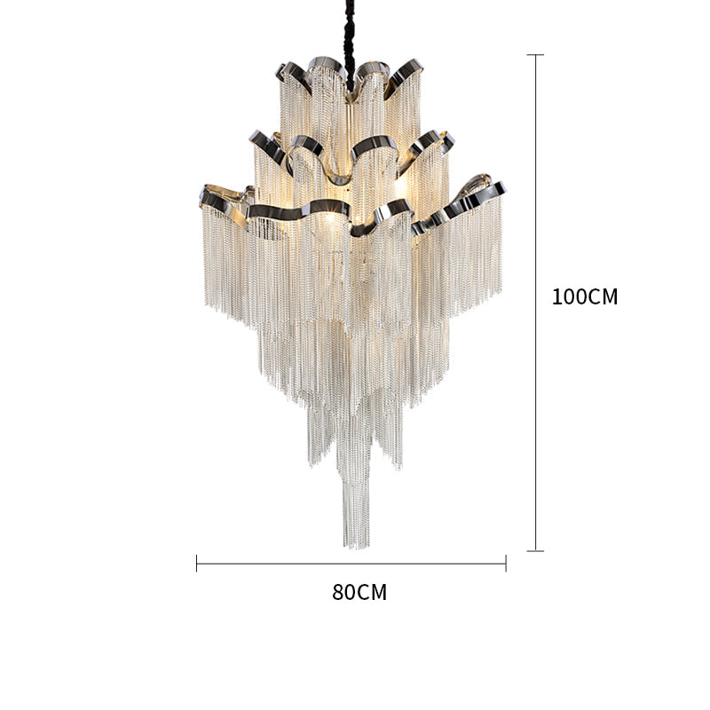 Gladys Aluminum Chain Tassel Stream Chandelier-Vancei