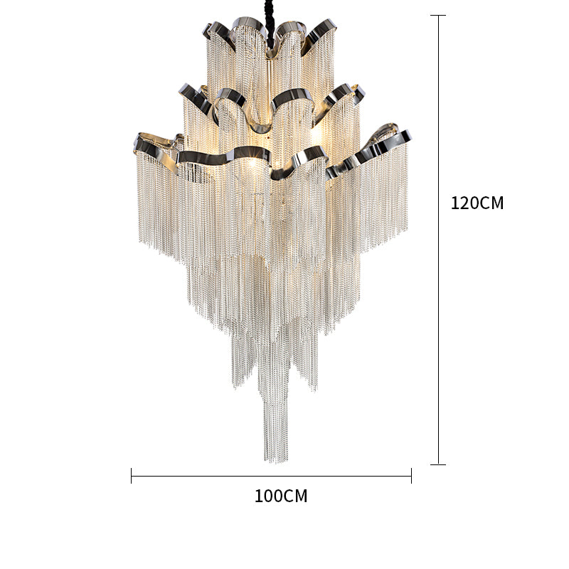 Gladys Aluminum Chain Tassel Stream Chandelier-Vancei