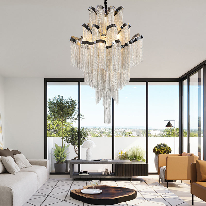 Gladys Aluminum Chain Tassel Stream Chandelier-Vancei