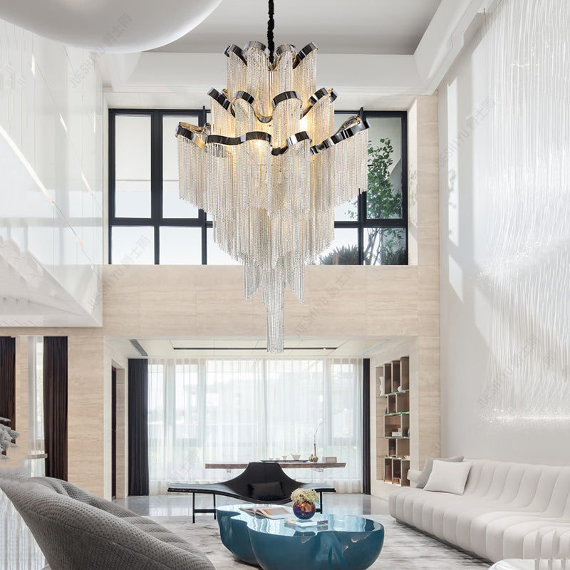Gladys Aluminum Chain Tassel Stream Chandelier-Vancei