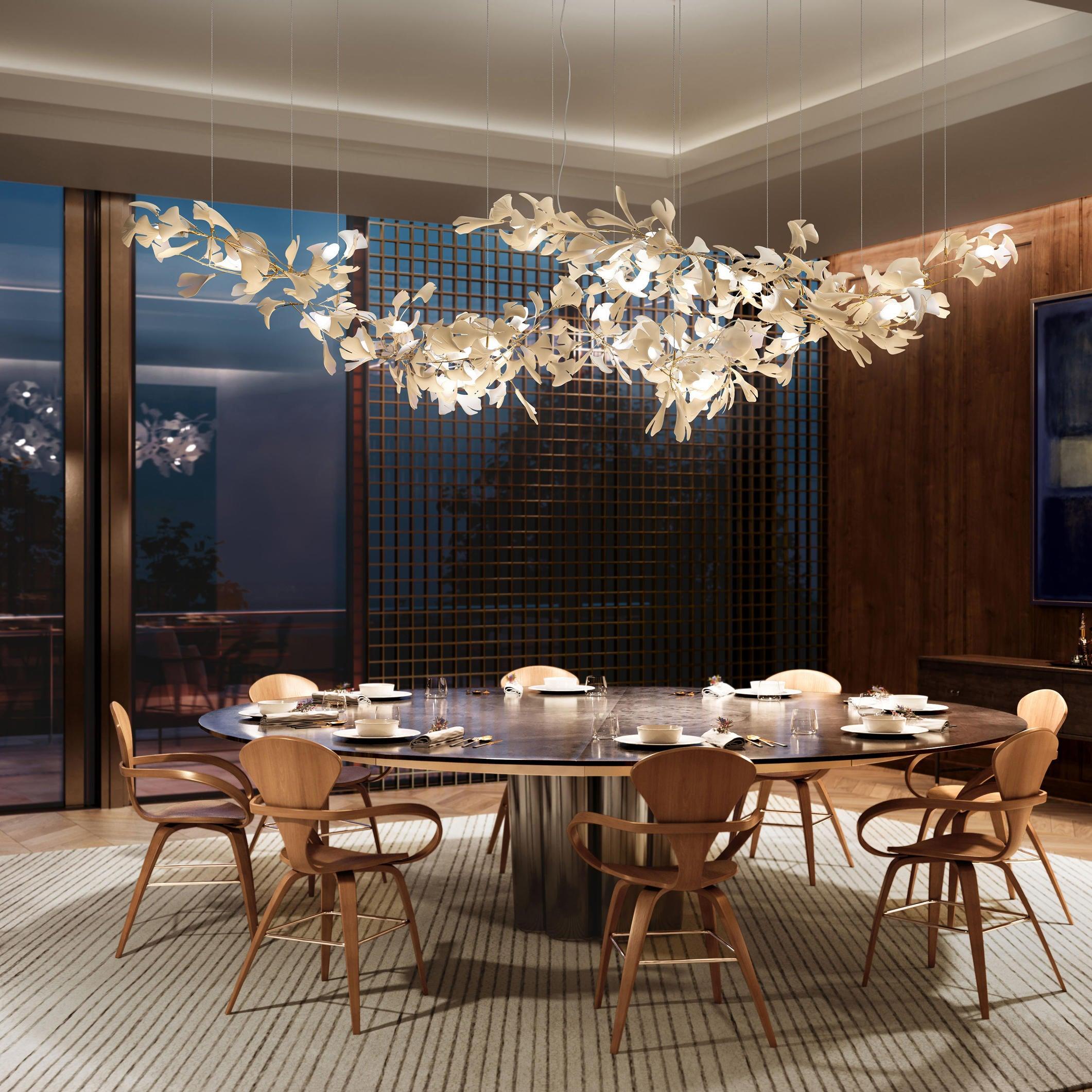 Gold White Leaves Combination Ginkgo Chandeliers