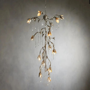 Gothic Cascade Chandelier 34"H -Silver