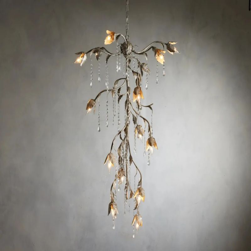 Gothic Cascade Chandelier 34"H -Silver