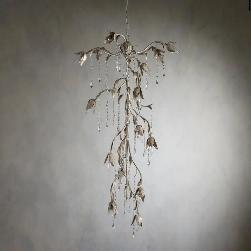 Gothic Cascade Chandelier 34"H -Silver