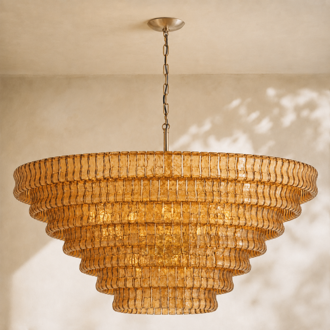 Amor 7-Tier Ghiaccio Glass Round Chandelier 60"