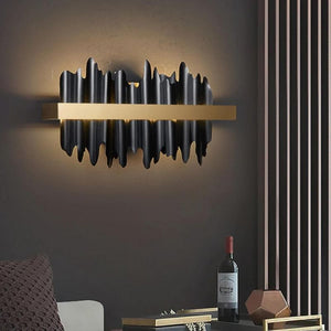 Hilbert Modern Brushed Black  Wall Sconce W17"-Vancei