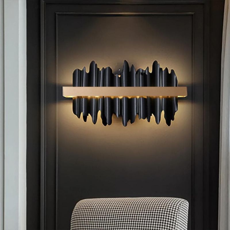 Hilbert Modern Brushed Black  Wall Sconce W17"-Vancei