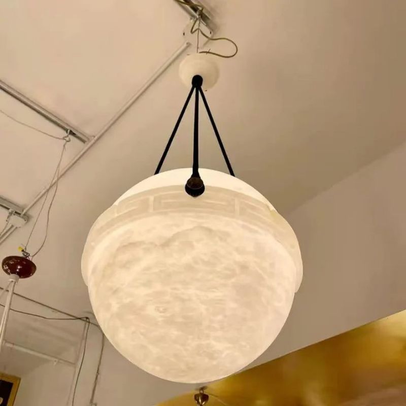 Alabaster Globe Pendant Light 10"D 20"D-Vancei