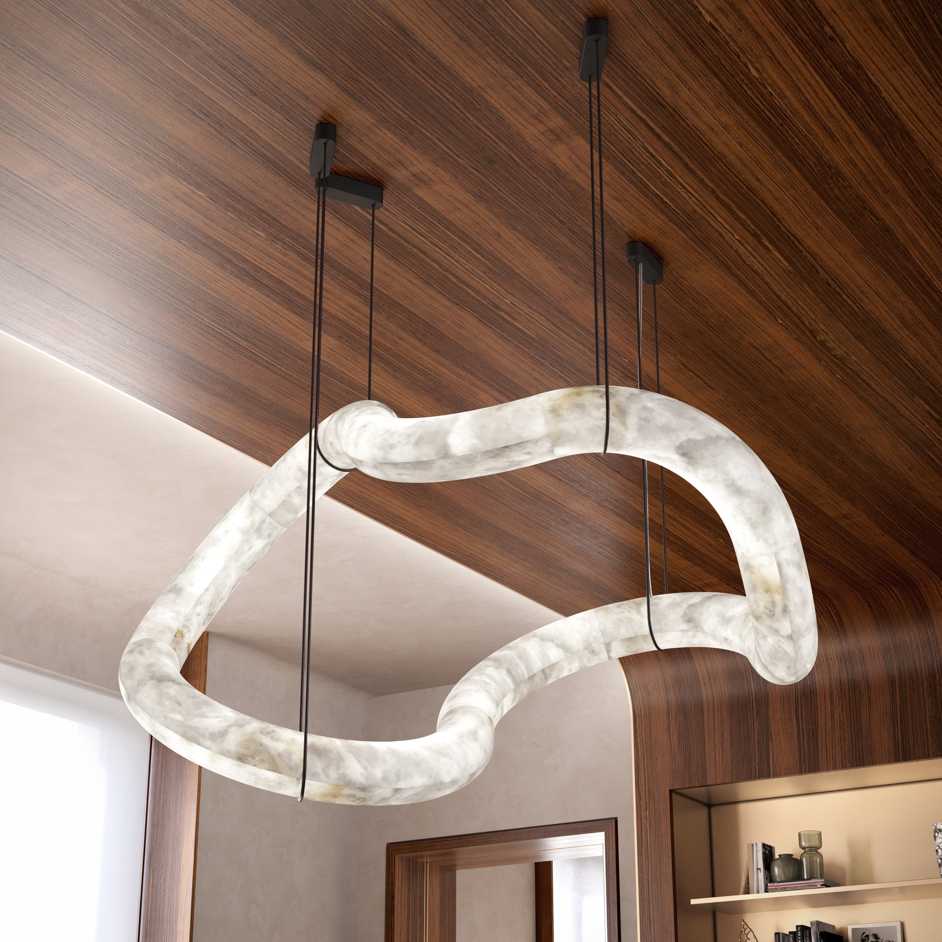 Glacera Designer Inspired Alabaster Chandelier Light For Living Room 35'' 55'' 56'' 70'' 96''W