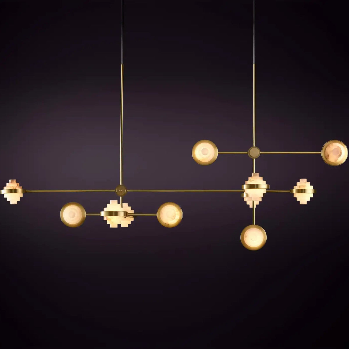 Iris Complex Array Brass and Alabaster Pendant Light