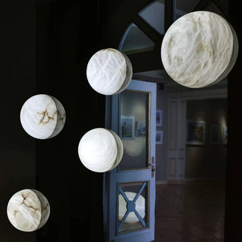 Alabaster Hemisphere Wall Sconce 5.9" D 7.9" D 11.8" D-Vancei