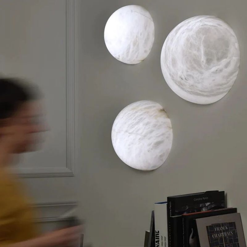 Alabaster Hemisphere Wall Sconce 5.9" D 7.9" D 11.8" D-Vancei