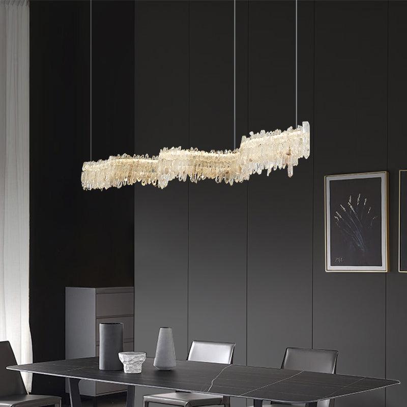 Primary Crystal Cluster Linear Dining Chandelier-Vancei