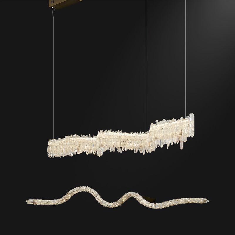 Primary Crystal Cluster Linear Dining Chandelier-Vancei