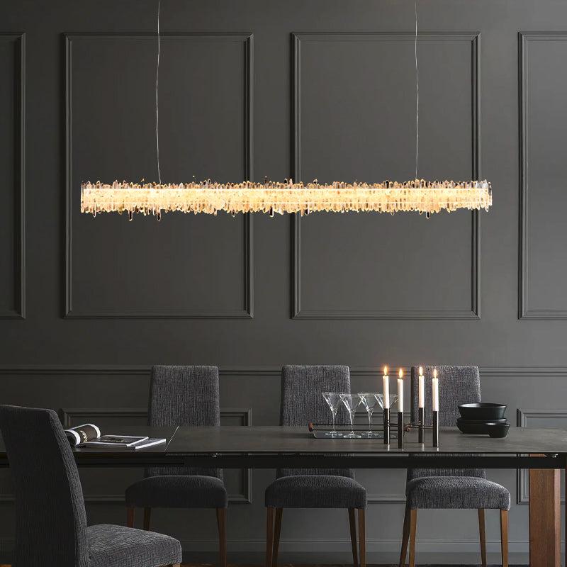 Primary Crystal Cluster Linear Dining Chandelier-Vancei