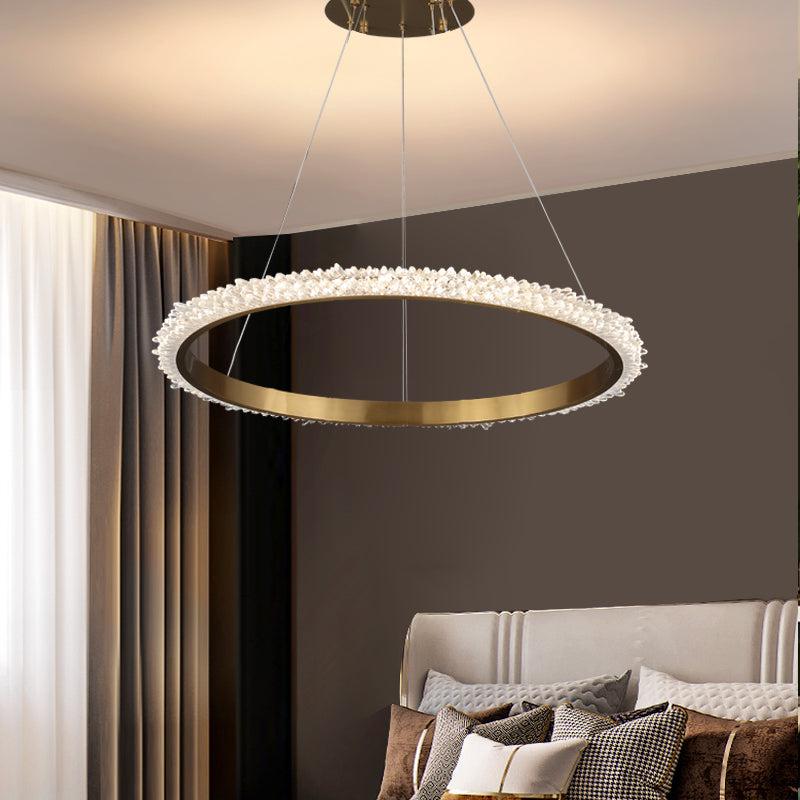 Primary Contemporary K9 Crystal Halo Ring Foyer Chandelier-Vancei
