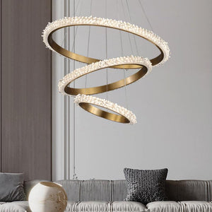 Primary Contemporary K9 Crystal Halo Ring Foyer Chandelier-Vancei