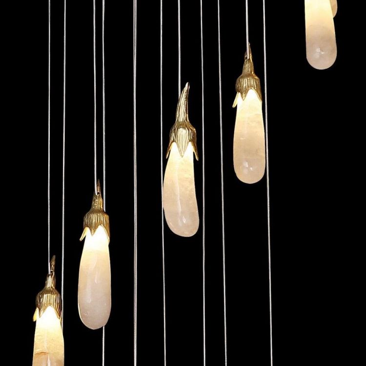 Primary Contemporary Rock Crystal Eggplant Pendant Chandelier-Vancei