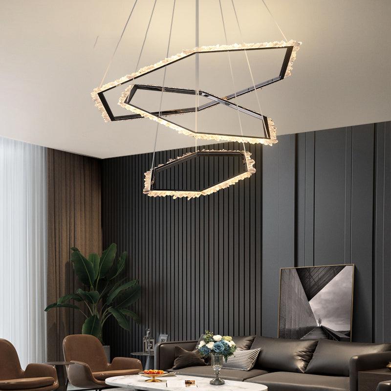 Primary Hexagon Rock Crystal Ring Chandelier-Vancei