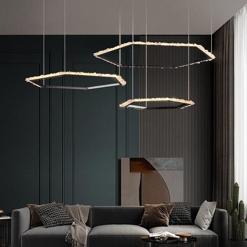 Primary Hexagon Rock Crystal Ring Chandelier-Vancei