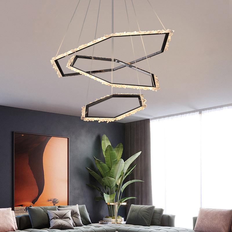 Primary Hexagon Rock Crystal Ring Chandelier-Vancei