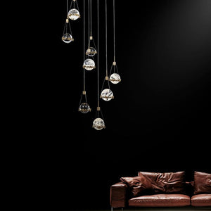 Primary Rock Crystal Ball Ceiling Mounted Staircase Chandelier-Vancei