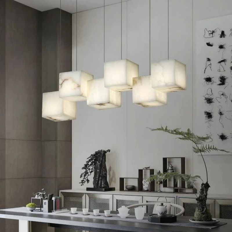 Alabaster Cubic Linear Chandelier-Vancei