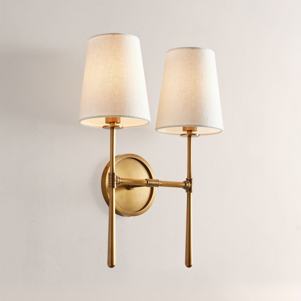 Rhodes 2-Light  Linen Wall Sconce For Bedroom-Vancei