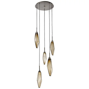 Rosy Crystal Round Multi Light LED Pendant-Vancei