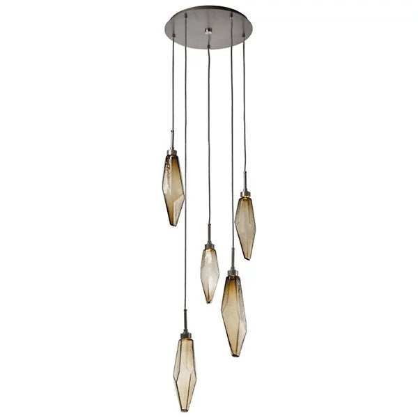 Rosy Crystal Round Multi Light LED Pendant-Vancei