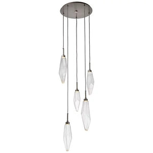 Rosy Crystal Round Multi Light LED Pendant-Vancei