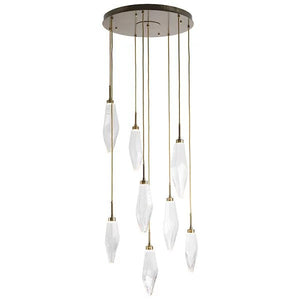Rosy Crystal Round Multi Light LED Pendant-Vancei