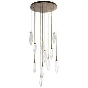 Rosy Crystal Round Multi Light LED Pendant-Vancei