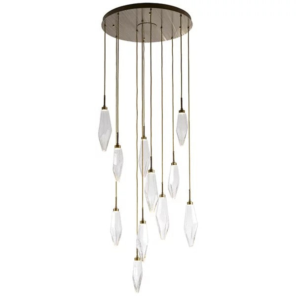 Rosy Crystal Round Multi Light LED Pendant-Vancei