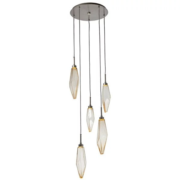 Rosy Crystal Round Multi Light LED Pendant-Vancei