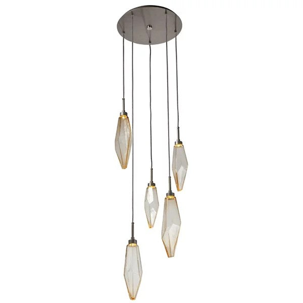 Rosy Crystal Round Multi Light LED Pendant-Vancei