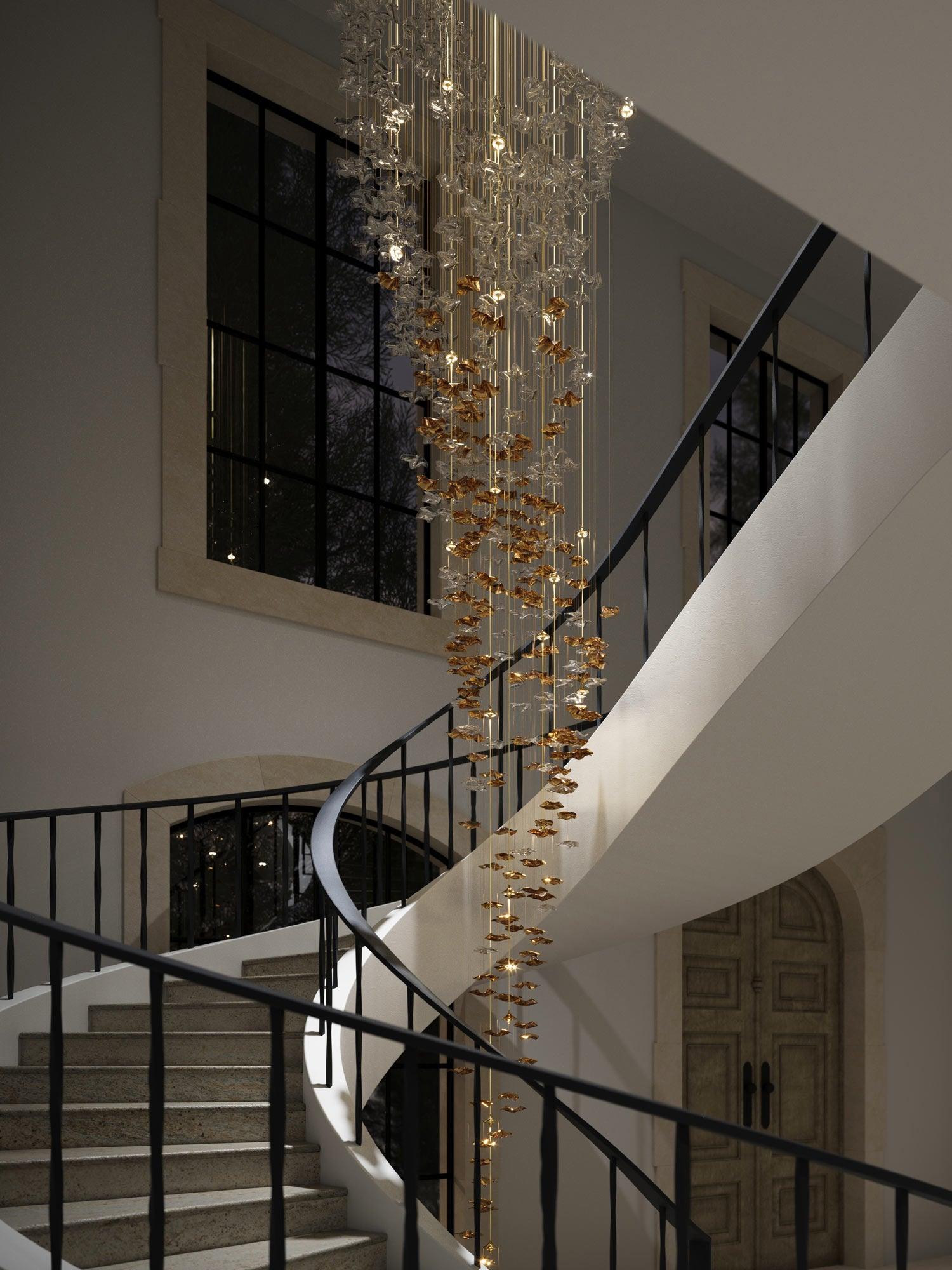 Tidal Art Glass Chandelier (With Canopy)